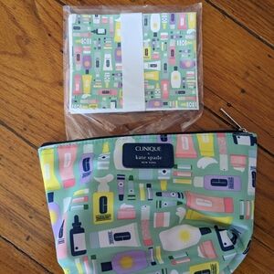 Clinique x Kate Spade makeup bag and note cards cards